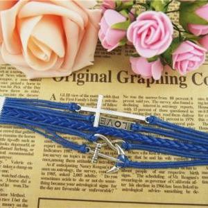 bracelet personalized wholesale jewelry infinity anchor cross antique silver ropes braid wax leather